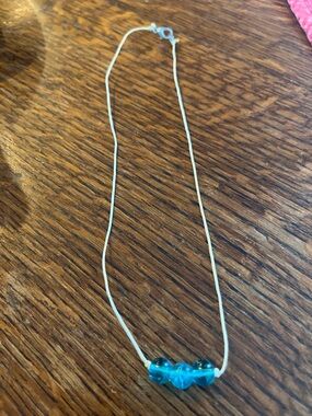 Three-Bead Turquoise Glass Necklace on Slim Cord